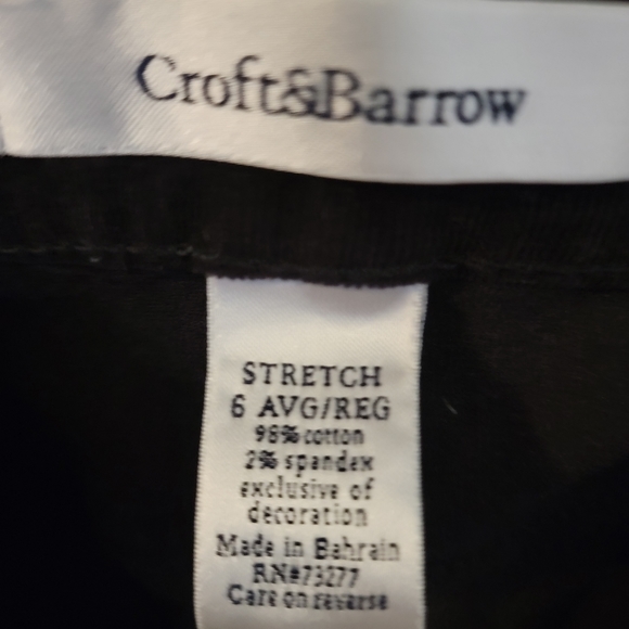 Black corduroy stretch pants croft & barrow - Picture 2 of 3